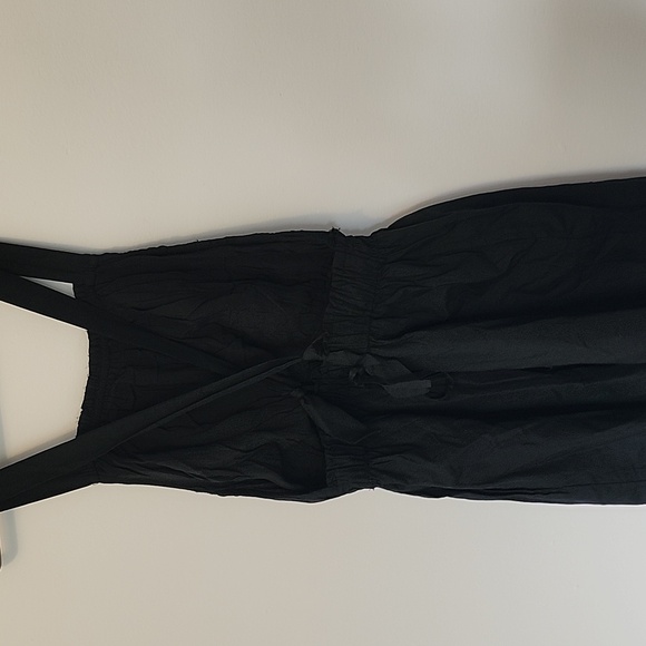 Free People size S cotton black pockets pinafore tie straps - Picture 4 of 8